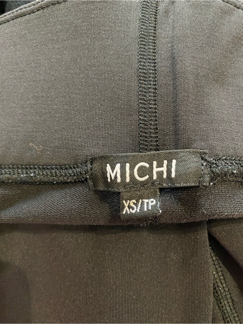 MICHI WMNS XS Black High-Rise Cropped Leggings with Mesh & Striped Calf Inset - Picture 7 of 8
